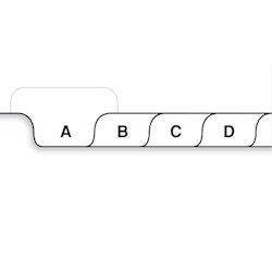 Individual Bottom Letter Size Alphabetic tabs 1/10th Cut-25/pk